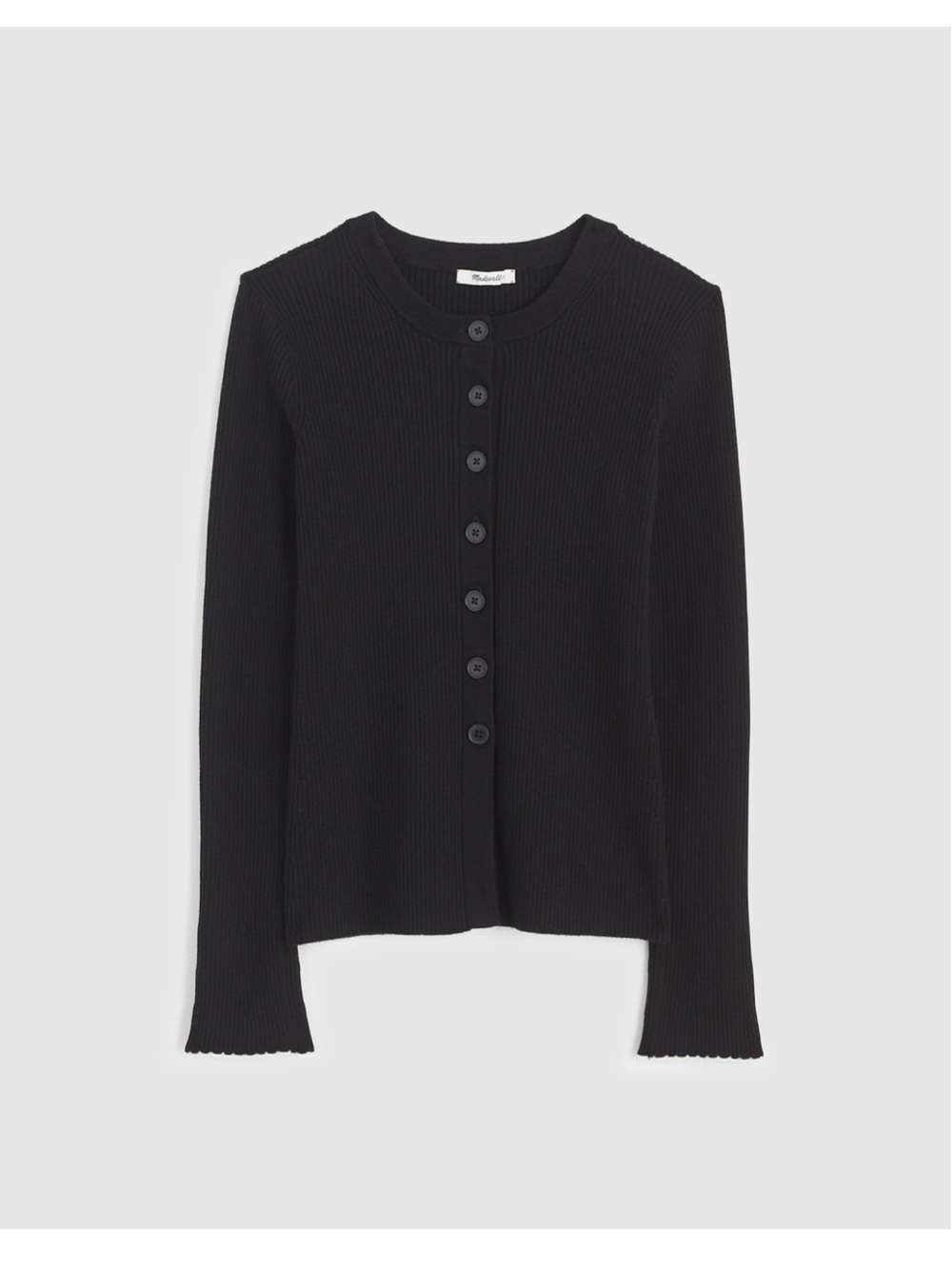 Madewell Black Rib-Knit Button Cardigan